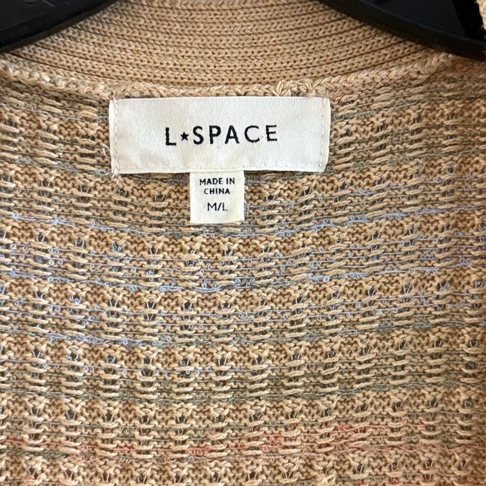 L SPACE ENCINITAS CARDIGAN Duster Cover Up Tan Color size Medium Large - Picture 5 of 15